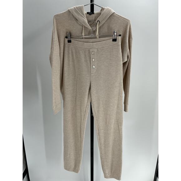 Rails Murray Beige Waffle-Knit Hoodie And Track Pants Set Size XS - Picture 2 of 6